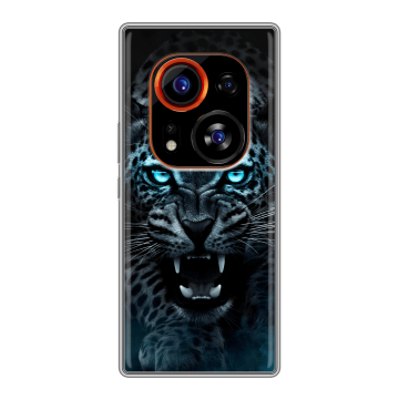 Силиконовый чехол на Tecno Phantom X2 Pro с принтом Темный леопард