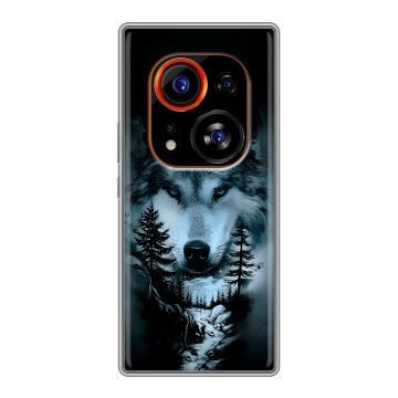 Силиконовый чехол на Tecno Phantom X2 Pro с принтом Лесной волк