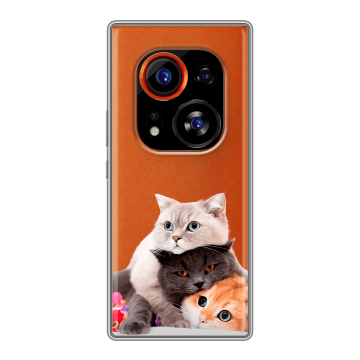 Силиконовый чехол на Tecno Phantom X2 Pro с принтом Кошки