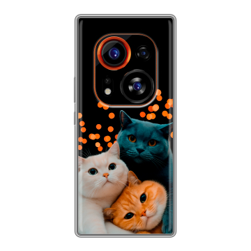 Силиконовый чехол на Tecno Phantom X2 Pro с принтом Кошки