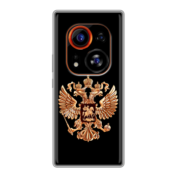 Силиконовый чехол на Tecno Phantom X2 Pro с принтом Герб России золотой Силиконовый чехол на Tecno Phantom X2 Pro с принтом Герб России золотой
