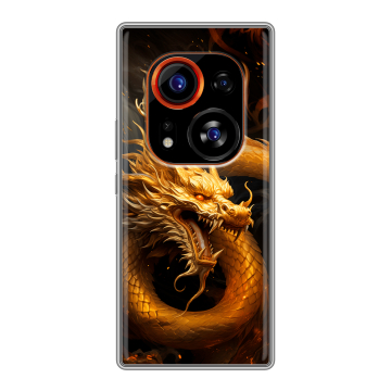 Силиконовый чехол на Tecno Phantom X2 Pro с принтом Золотой дракон Силиконовый чехол на Tecno Phantom X2 Pro с принтом Золотой дракон