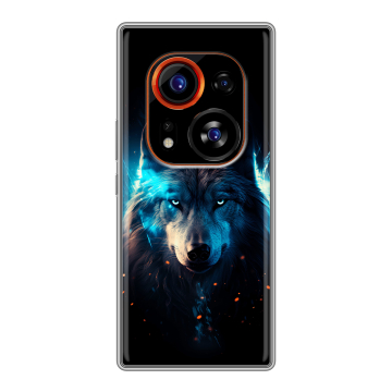 Силиконовый чехол на Tecno Phantom X2 Pro с принтом Волк ночной Силиконовый чехол на Tecno Phantom X2 Pro с принтом Волк ночной