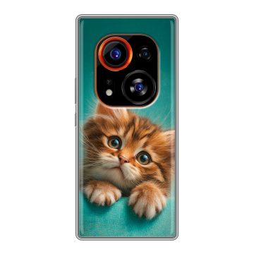 Силиконовый чехол на Tecno Phantom X2 Pro с принтом котенок
