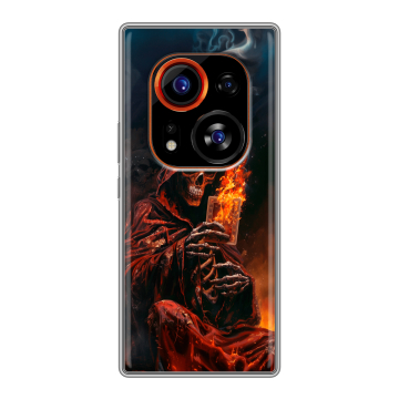Силиконовый чехол на Tecno Phantom X2 Pro с принтом Скелет и карты Силиконовый чехол на Tecno Phantom X2 Pro с принтом Скелет и карты