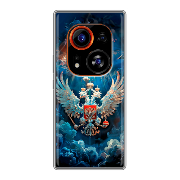 Силиконовый чехол на Tecno Phantom X2 Pro с принтом Герб флаг России Силиконовый чехол на Tecno Phantom X2 Pro с принтом Герб флаг России