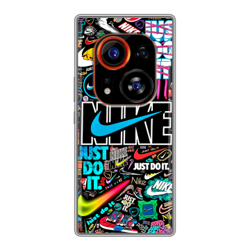 Силиконовый чехол на Tecno Phantom X2 Pro с принтом найк nike черный Силиконовый чехол на Tecno Phantom X2 Pro с принтом найк nike черный