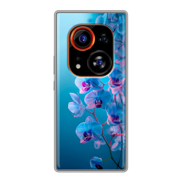 Силиконовый чехол на Tecno Phantom X2 Pro с принтом голубые орхидеи Силиконовый чехол на Tecno Phantom X2 Pro с принтом голубые орхидеи