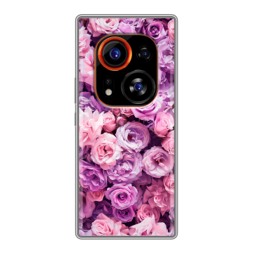 Силиконовый чехол на Tecno Phantom X2 Pro с принтом лавандовые розы