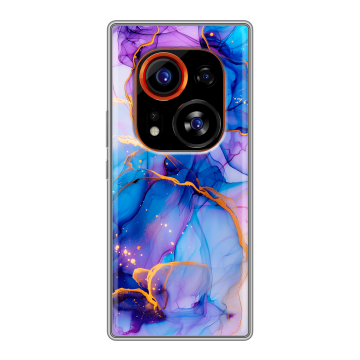 Силиконовый чехол на Tecno Phantom X2 Pro с принтом синий мрамор