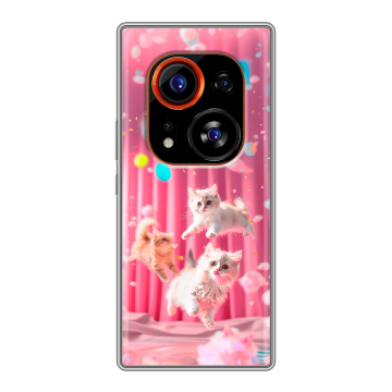 Силиконовый чехол на Tecno Phantom X2 Pro с принтом милые котики
