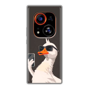 Силиконовый чехол на Tecno Phantom X2 Pro с принтом утка в очках Силиконовый чехол на Tecno Phantom X2 Pro с принтом утка в очках