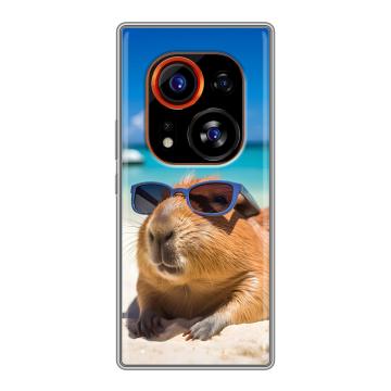 Силиконовый чехол на Tecno Phantom X2 Pro с принтом Капибара Силиконовый чехол на Tecno Phantom X2 Pro с принтом Капибара