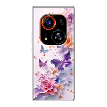 Силиконовый чехол на Tecno Phantom X2 Pro с принтом цветы бабочки Силиконовый чехол на Tecno Phantom X2 Pro с принтом цветы бабочки
