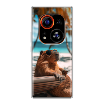 Силиконовый чехол на Tecno Phantom X2 Pro с принтом Капибара