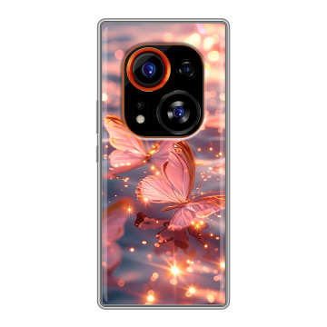Силиконовый чехол на Tecno Phantom X2 Pro с принтом бабочки розовые Силиконовый чехол на Tecno Phantom X2 Pro с принтом бабочки розовые