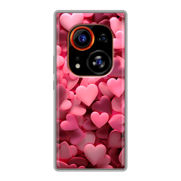 Силиконовый чехол на Tecno Phantom X2 Pro с принтом розовые сердечки Силиконовый чехол на Tecno Phantom X2 Pro с принтом розовые сердечки