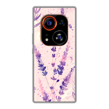 Силиконовый чехол на Tecno Phantom X2 Pro с принтом цветы лаванда Силиконовый чехол на Tecno Phantom X2 Pro с принтом цветы лаванда