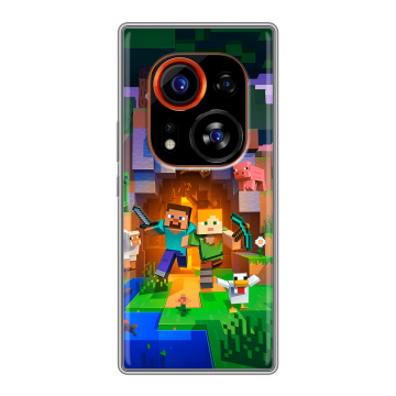 Силиконовый чехол на Tecno Phantom X2 Pro с принтом Майнкрафт Minecraft Силиконовый чехол на Tecno Phantom X2 Pro с принтом Майнкрафт Minecraft