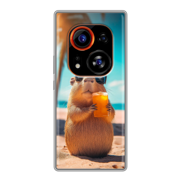 Силиконовый чехол на Tecno Phantom X2 Pro с принтом Капибара Силиконовый чехол на Tecno Phantom X2 Pro с принтом Капибара