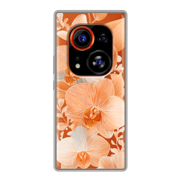 Силиконовый чехол на Tecno Phantom X2 Pro с принтом Бежевые цветы