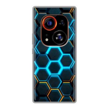 Силиконовый чехол на Tecno Phantom X2 Pro с принтом Неоновые соты