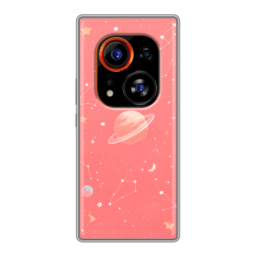 Силиконовый чехол на Tecno Phantom X2 Pro с принтом Розовый космос