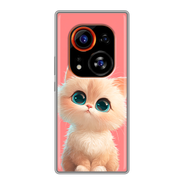Силиконовый чехол на Tecno Phantom X2 Pro с принтом Розовый котенок