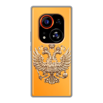 Силиконовый чехол на Tecno Phantom X2 Pro с принтом Герб Флаг России