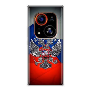 Силиконовый чехол на Tecno Phantom X2 Pro с принтом Флаг России Силиконовый чехол на Tecno Phantom X2 Pro с принтом Флаг России