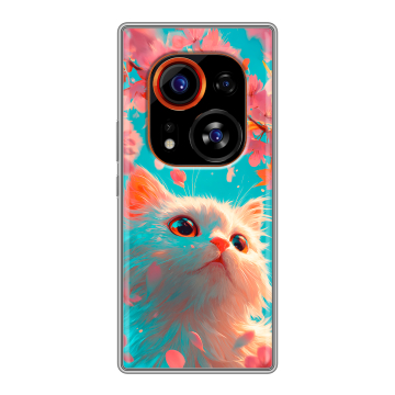 Силиконовый чехол на Tecno Phantom X2 Pro с принтом Красивый кот