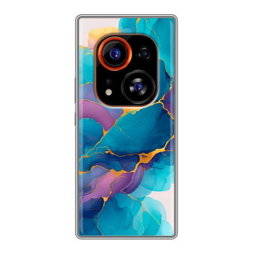 Силиконовый чехол на Tecno Phantom X2 Pro с принтом Мрамор блестки