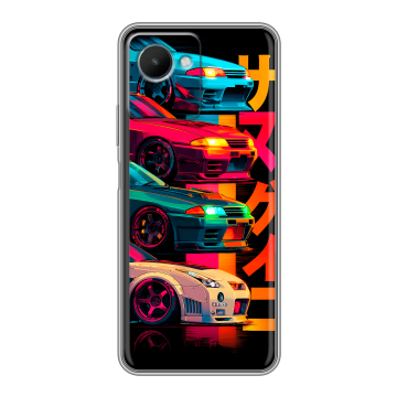 Силиконовый чехол на Realme C30s с принтом Гоночные машины