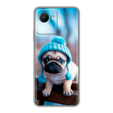 Силиконовый чехол на Realme C30s с принтом Мопс в шапке