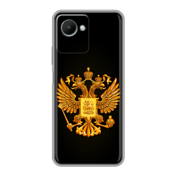 Силиконовый чехол на Realme C30s с принтом Герб России желтый