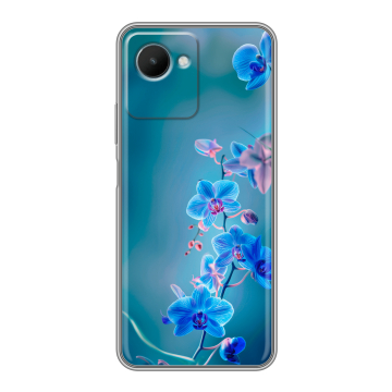 Силиконовый чехол на Realme C30s с принтом Голубые цветы