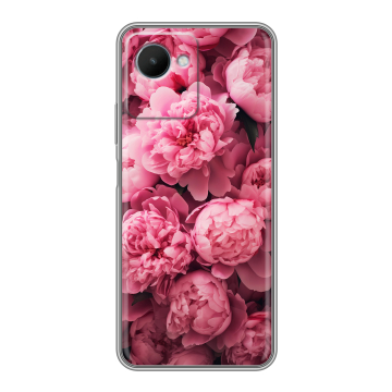Силиконовый чехол на Realme C30s с принтом цветы пионы