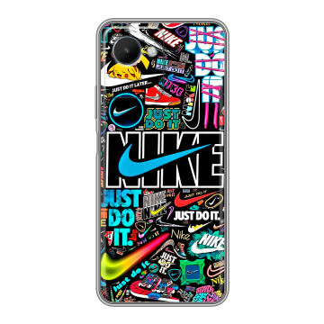 Силиконовый чехол на Realme C30s с принтом найк nike черный Силиконовый чехол на Realme C30s с принтом найк nike черный