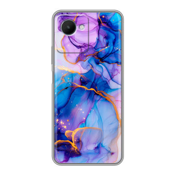 Силиконовый чехол на Realme C30s с принтом синий мрамор