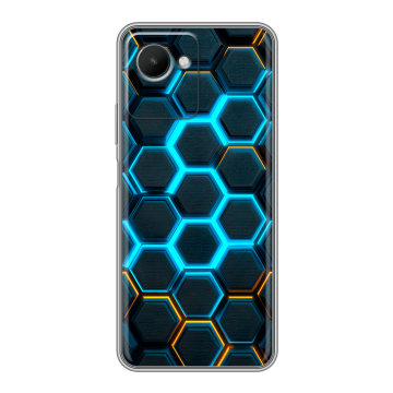 Силиконовый чехол на Realme C30s с принтом Неоновые соты Силиконовый чехол на Realme C30s с принтом Неоновые соты