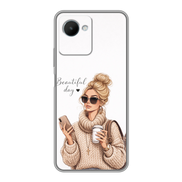 Силиконовый чехол на Realme C30s с принтом женский