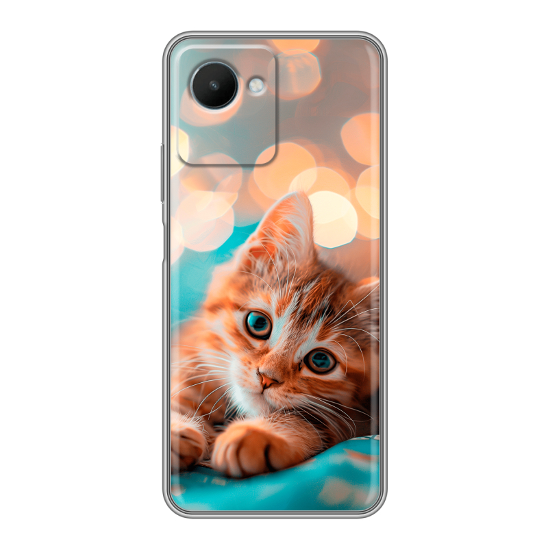 Силиконовый чехол на Realme C30s с принтом котик Силиконовый чехол на Realme C30s с принтом котик