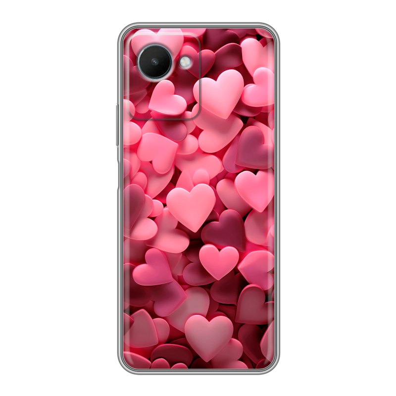 Силиконовый чехол на Realme C30s с принтом розовые сердечки Силиконовый чехол на Realme C30s с принтом розовые сердечки