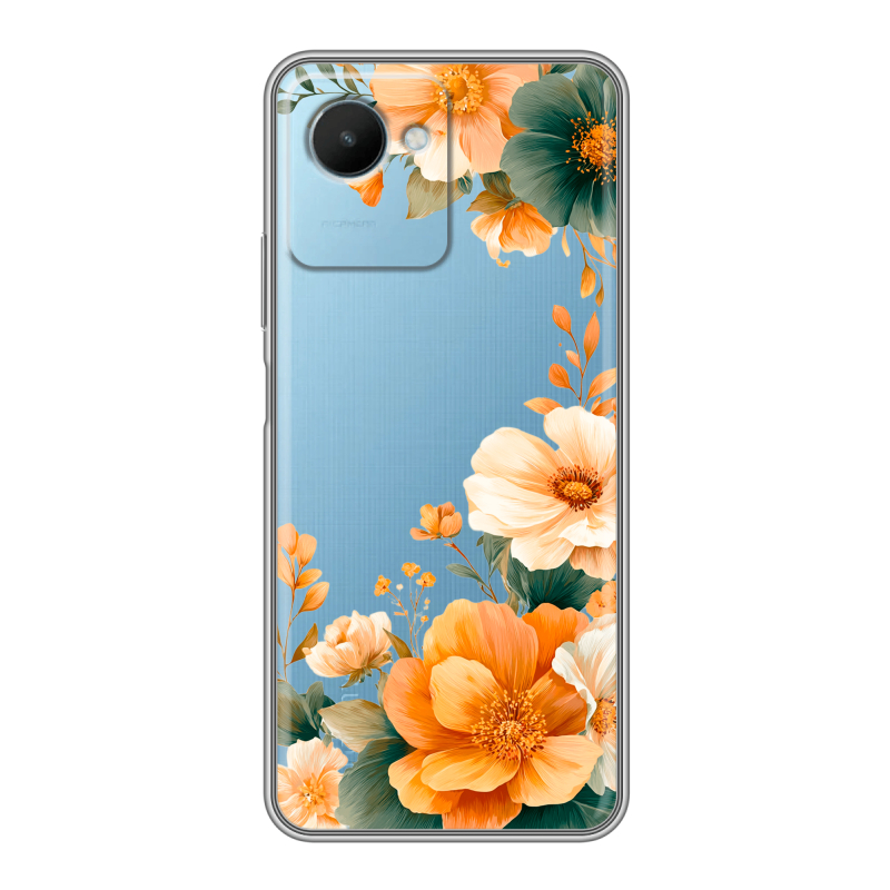 Силиконовый противоударный чехол на Realme C30s с принтом Цветы принт Силиконовый противоударный чехол на Realme C30s с принтом Цветы принт