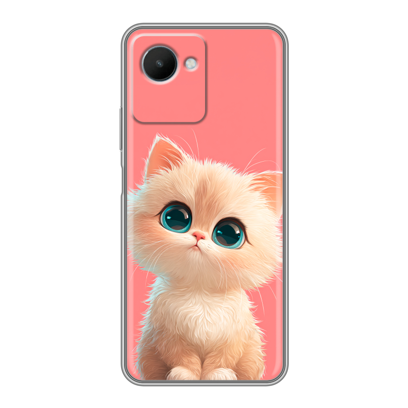 Силиконовый чехол на Realme C30s с принтом Розовый котенок Силиконовый чехол на Realme C30s с принтом Розовый котенок