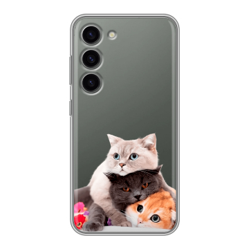 Силиконовый чехол на Samsung Galaxy S23 с принтом Кошки Силиконовый чехол на Samsung Galaxy S23 с принтом Кошки