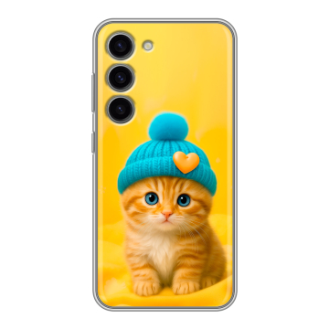 Силиконовый чехол на Samsung Galaxy S23 с принтом Котенок в шапке Силиконовый чехол на Samsung Galaxy S23 с принтом Котенок в шапке