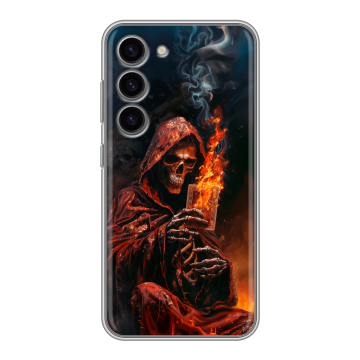 Силиконовый чехол на Samsung Galaxy S23 с принтом Скелет и карты Силиконовый чехол на Samsung Galaxy S23 с принтом Скелет и карты