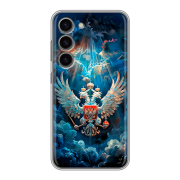 Силиконовый чехол на Samsung Galaxy S23 с принтом Герб флаг России Силиконовый чехол на Samsung Galaxy S23 с принтом Герб флаг России