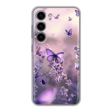 Силиконовый чехол на Samsung Galaxy S23 с принтом бабочки и лаванда Силиконовый чехол на Samsung Galaxy S23 с принтом бабочки и лаванда